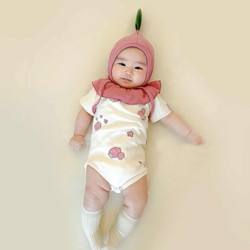 [Ikii] Pink Berry Body Suit 2Set Short Sleeve