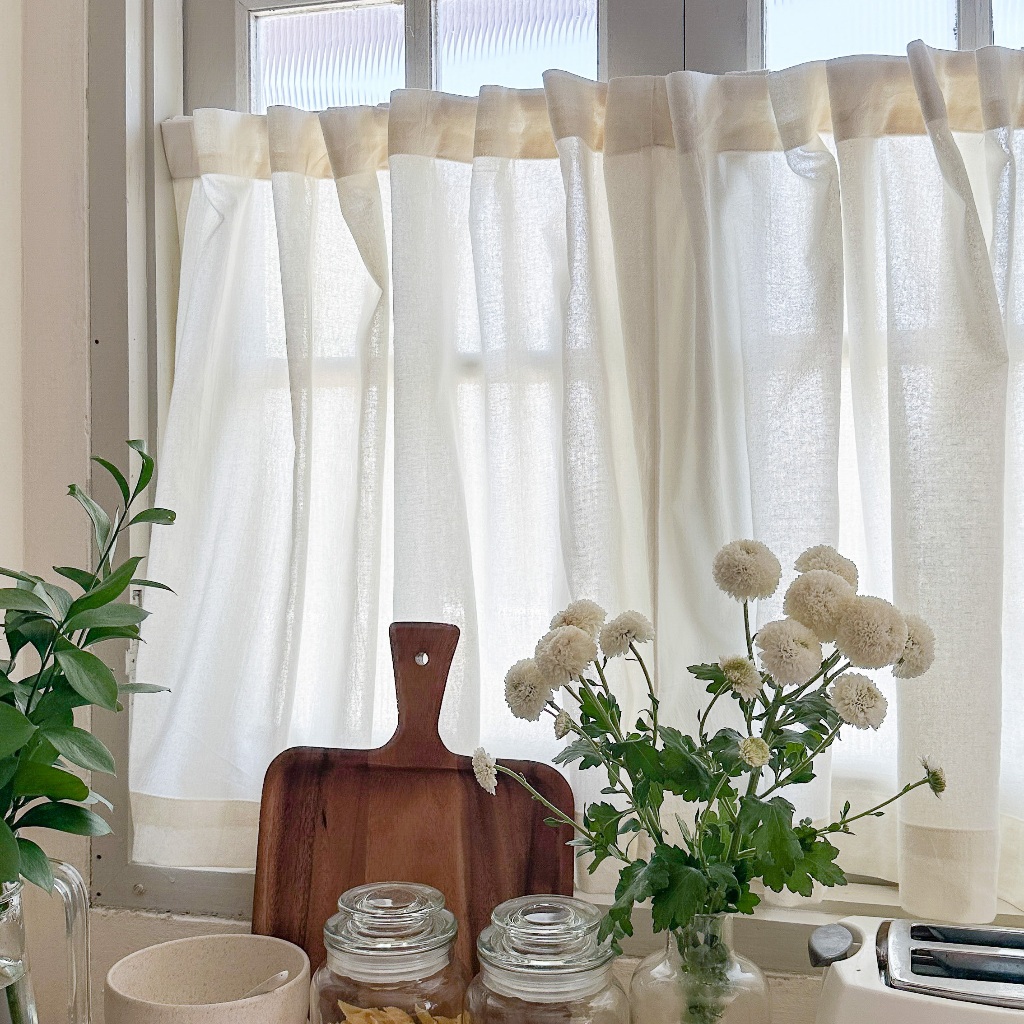 แนะนำ ผ้าม่าน ผ้าม่านเคาน์เตอร์ครัว แบบซ่อนหู Solstice Home ผ้าม่านสั้น ม่านครึ่งหน้าต่าง เลือกสีเอง สั่งตัดตามขนาด ราคาพิเศษ มีเก็บเงินปลายทาง