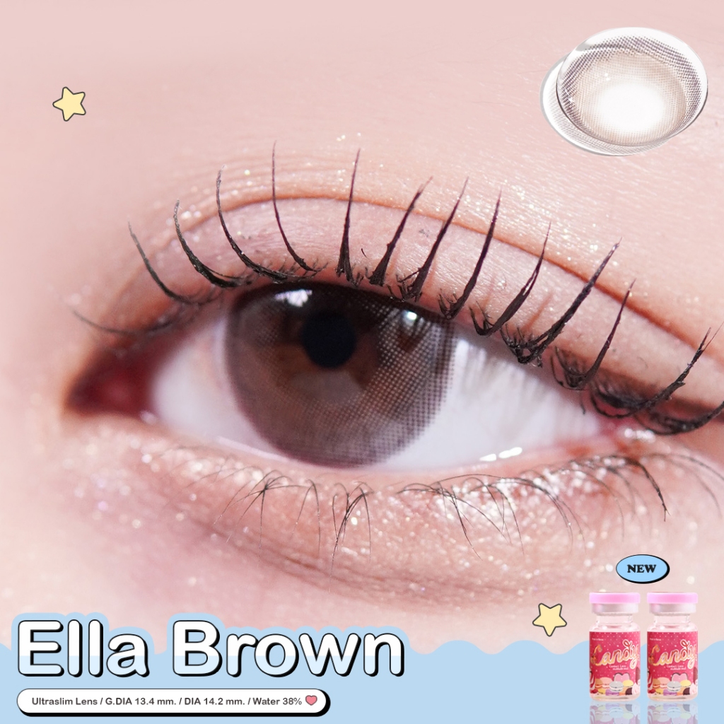 Candylens คอนแทคเลนส์ รุ่นElla สีน้ำตาล พร้อมส่งค่าสายตาสั้นและปกติ0.00-10.00