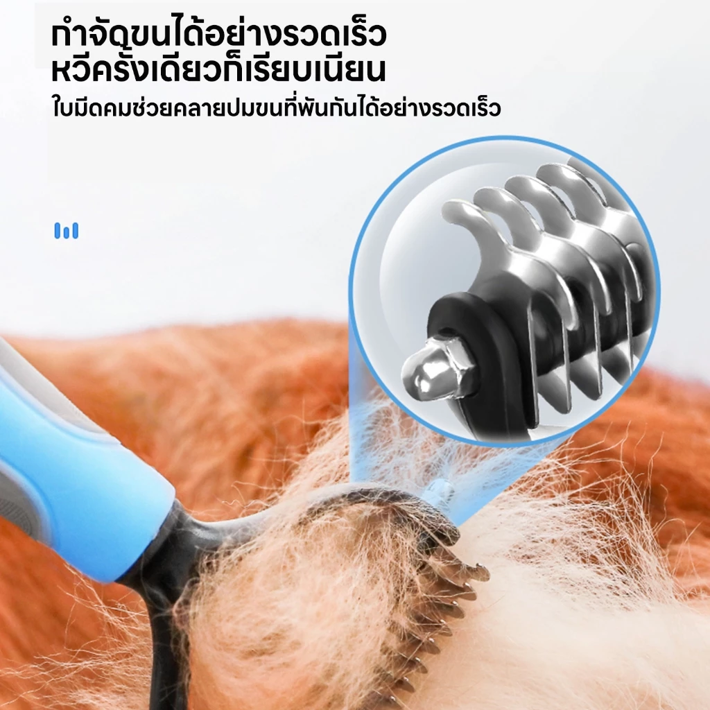 yoyopet แปรงกำจัดขนสองด้าน หวีซี่สแตนเลส บำรุงขนสัตว์เลี้ยง thumbnail 8