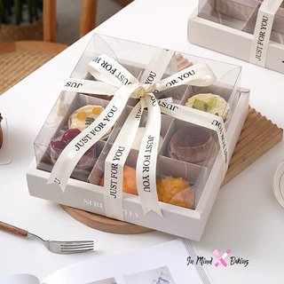 กล่องขนม 9 ช่อง +หน้าต่างฝาใส PVC สุดหรู (แพค5 ใบ,แพค10ใบ)