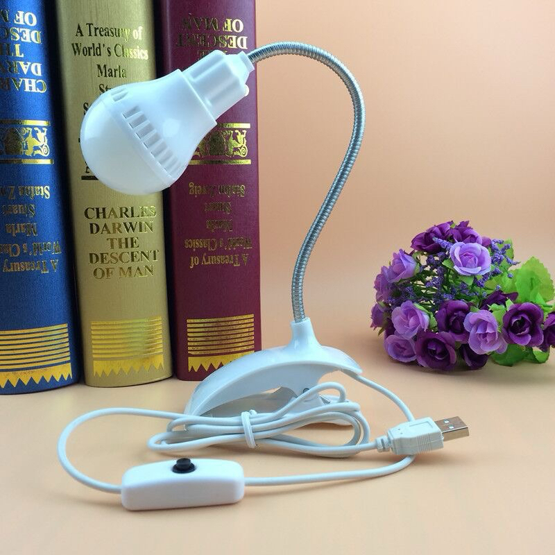 USB โคมไฟมินิ แบบหนีบ ยาว30cm ดักงอได้ มีสวิตช์ปิดเปิด