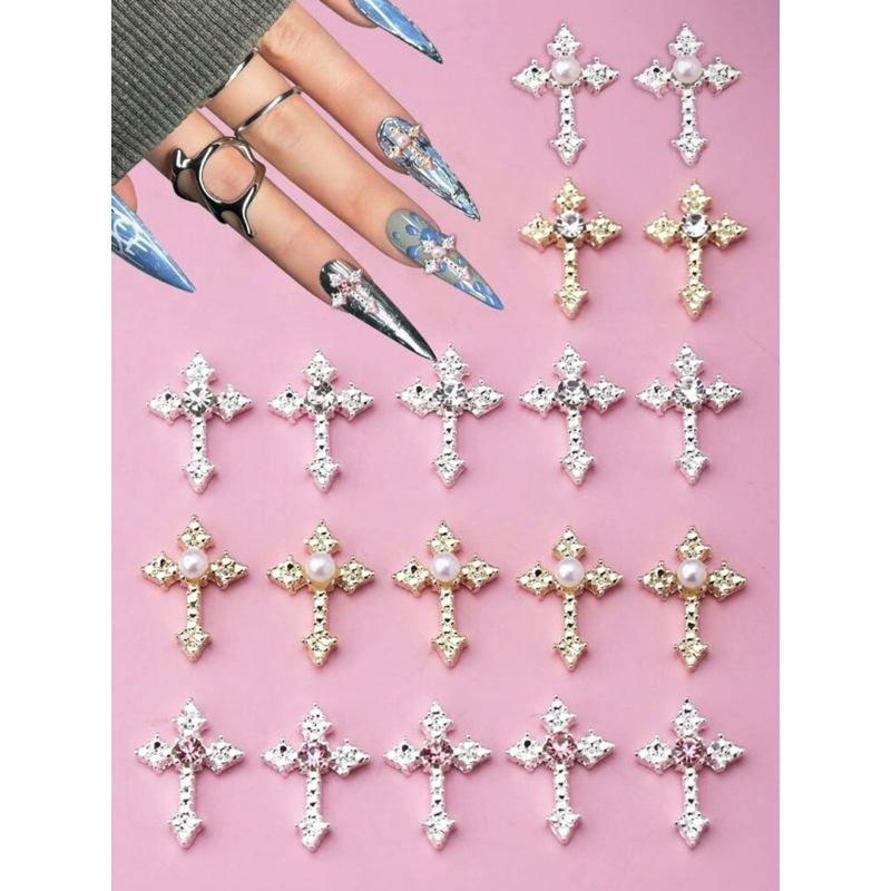 AC.911 ร้านไทย ขายปลีก 1 ชิ้น พร้อมส่ง อะไหล่แต่งเล็บรูปไม้กางเขน มีให้เลือก 4 แบบ