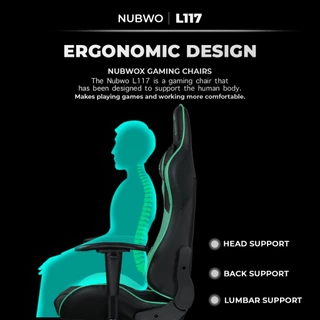 NUBWO เก้าอี้เล่นเกม GAMING CHAIR ปรับเอนได้สูงสุด 180 องศา มีหลากหลายสี รุ่น L117 ประกัน 6 เดือน