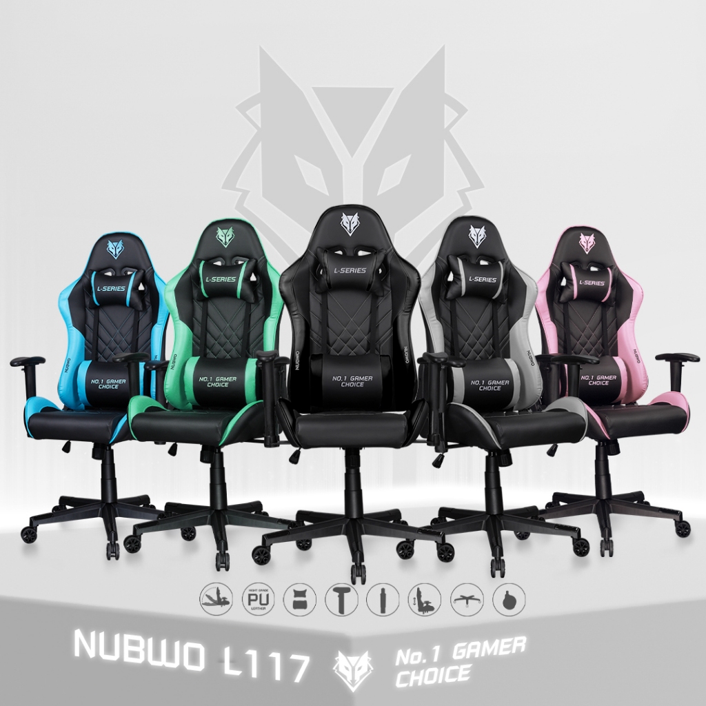 Nubwo เก้าอี้สำหรับเล่นเกม ทำงานหลากสี  GAMING CHAIR ปรับเอนได้สูงสุด 180 องศา มีหลากหลายสี  รุ่น L117 ประกัน 6 เดือน