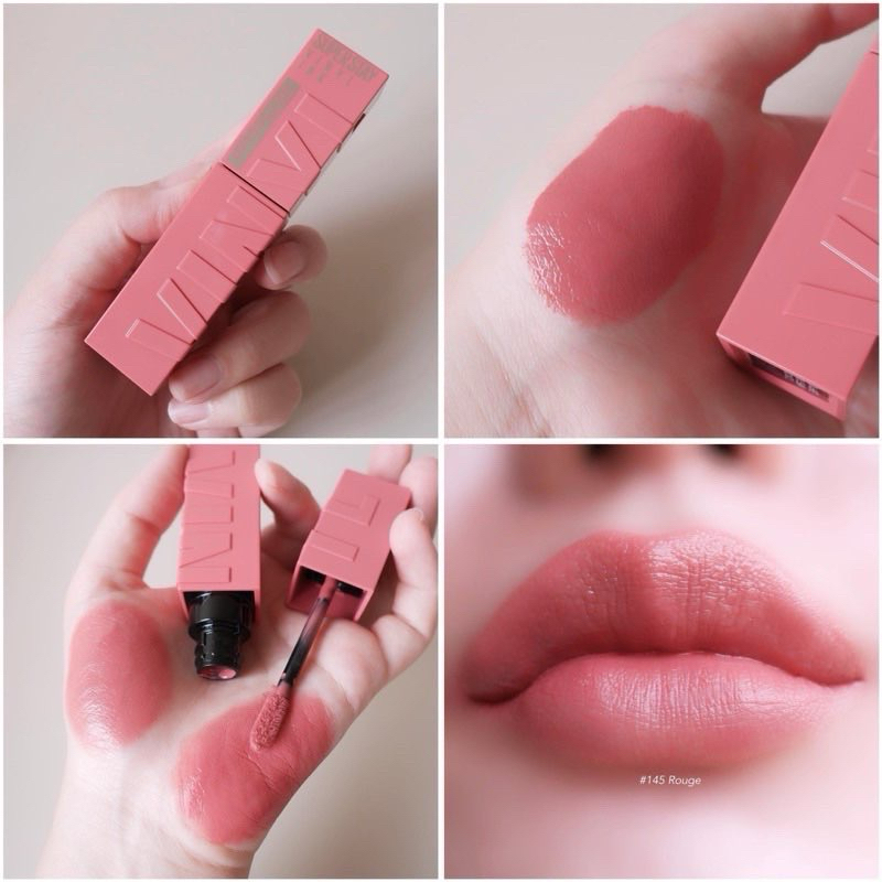 Maybelline Superstay Vinyl สีใหม่ 145 Rouge ชมพูน่ารักมาก หวานๆ ใจๆ ทาแล้วหน้าเด็กชมพูแนวนี้ ยืน 1 เ