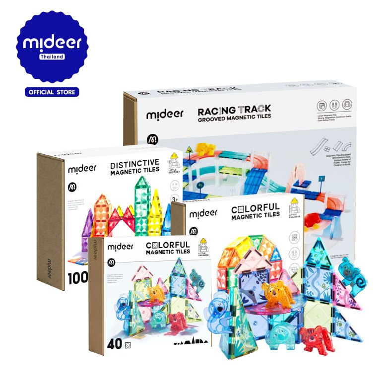 Mideer มิเดียร์ Colorful Magnetic Tiles – Diamond Brilliancy แม่เหล็กตัวต่อสีรุ้งเป็นประกาย 90 ชิ้น (DS1661)