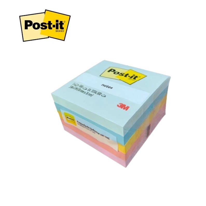 โพสต์-อิท กระดาษโน้ต 3M 654-5AP ขนาด 3x3 นิ้ว จำนวน 5 เล่ม 100 แผ่น สีพาสเทล