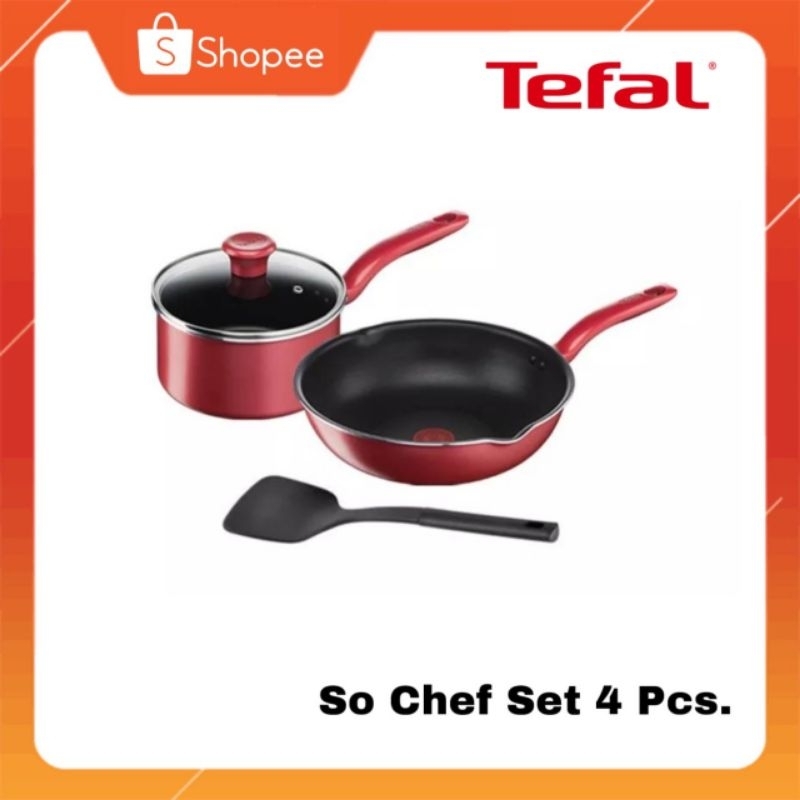 Tefal ชุดหม้อกระทะ So Chef 4 ชิ้น รุ่น G135S496 Induction ใช้กับเตาแม่เหล็กไฟฟ้าได้