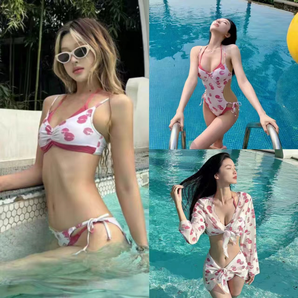 ชุดว่ายน้ำผู้หญิง ชุดว่ายน้ําบิกินี่ sexy style เซ็ต4ชิ้น ผ้าดีมาก เก็บพุง 6009 6010