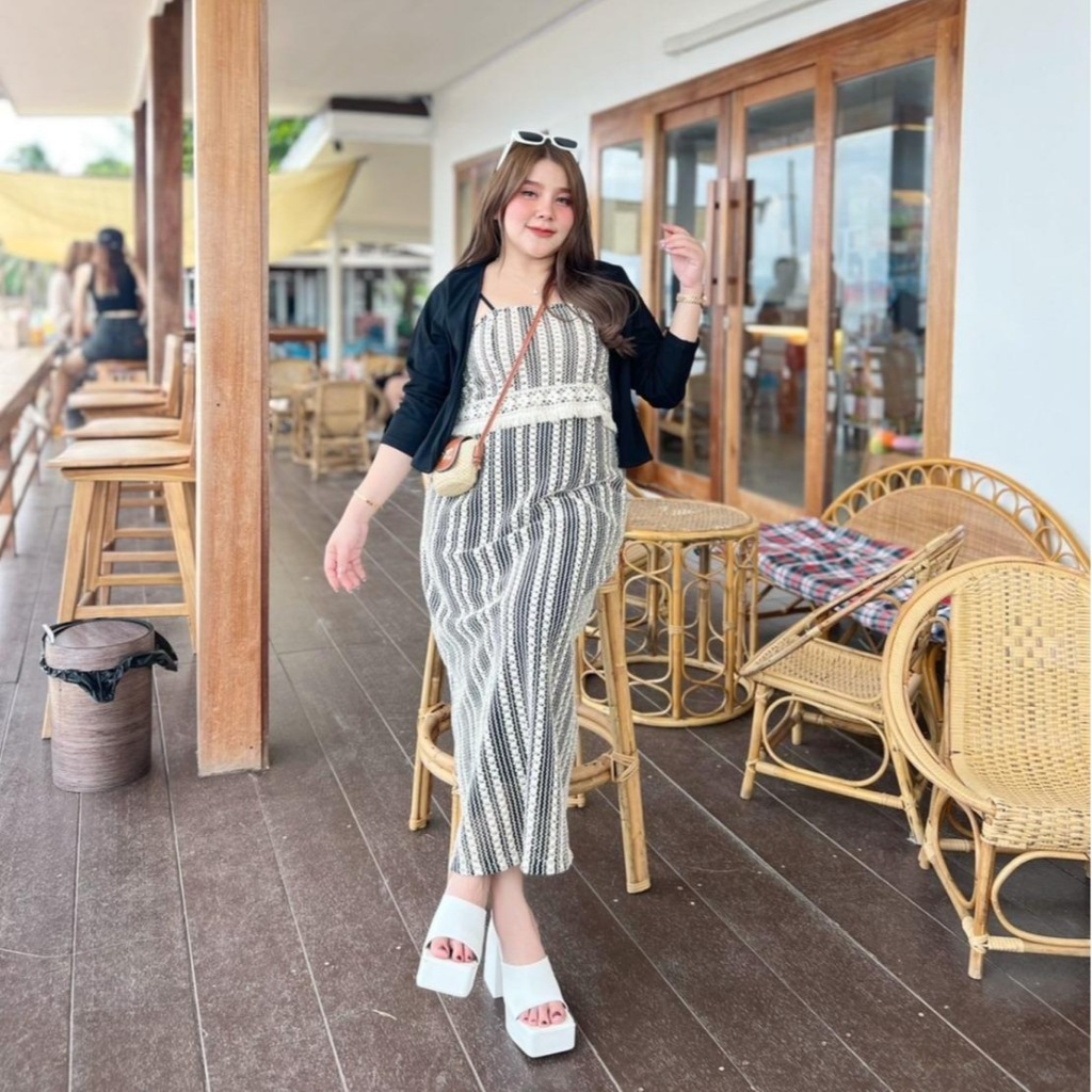 เซทสาวอวบ rosemary เซทกระโปรงยาวคลุมถัก3ชิ้น (3206) Clothing Women