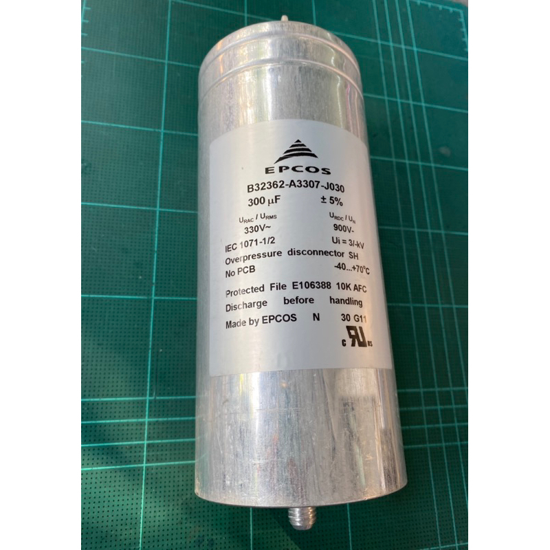 (1ตัว) 300UF 330VAC B32362-A3307-J030 Capacitor AC330V EPCOS ตัวสีเงิน 85x200mm C300UF330VAC C 300UF