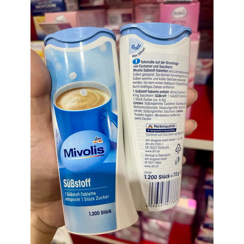 นำเข้าเยอรมัน 1200เม็ด ยี่ห้อ Mivolis  Süßstoff สารให้ความหวาน น้ำตาลเทียม