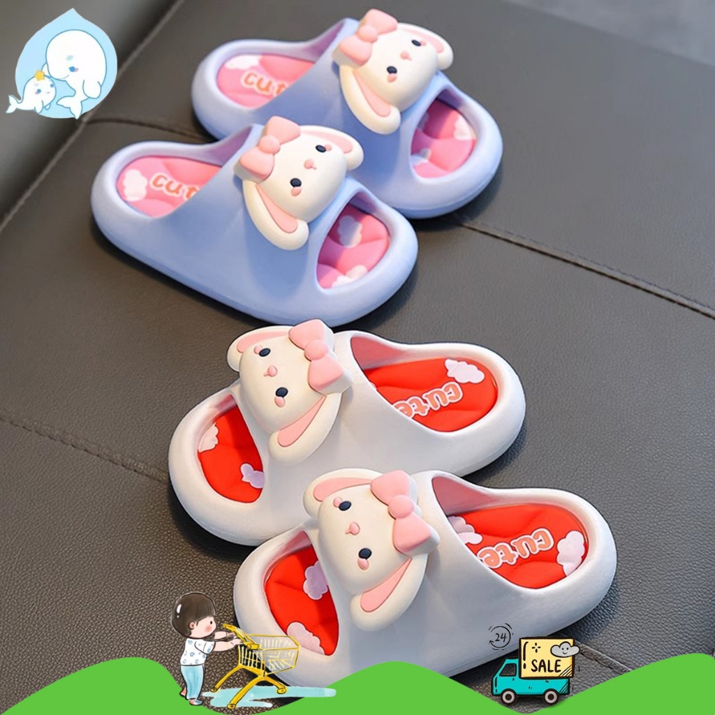 รองเท้าเด็กผู้หญิง แตะแบบสวม งานยางลำลอง พื้นนิ่มใส่สบาย ของพร้อมส่ง BD#30
