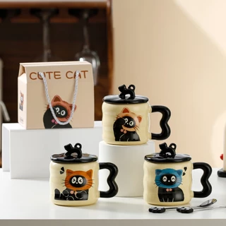 เซตแก้วกาแฟ ลายแมวมุ้งมิ้ง น่ารักราคาดี ชาวออฟฟิศนักเรียนนักศึกษาเหมาะมาก งานเซรามิค