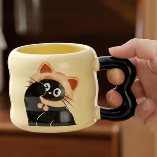 เซตแก้วกาแฟ ลายแมวมุ้งมิ้ง น่ารักราคาดี ชาวออฟฟิศนักเรียนนักศึกษาเหมาะมาก งานเซรามิค