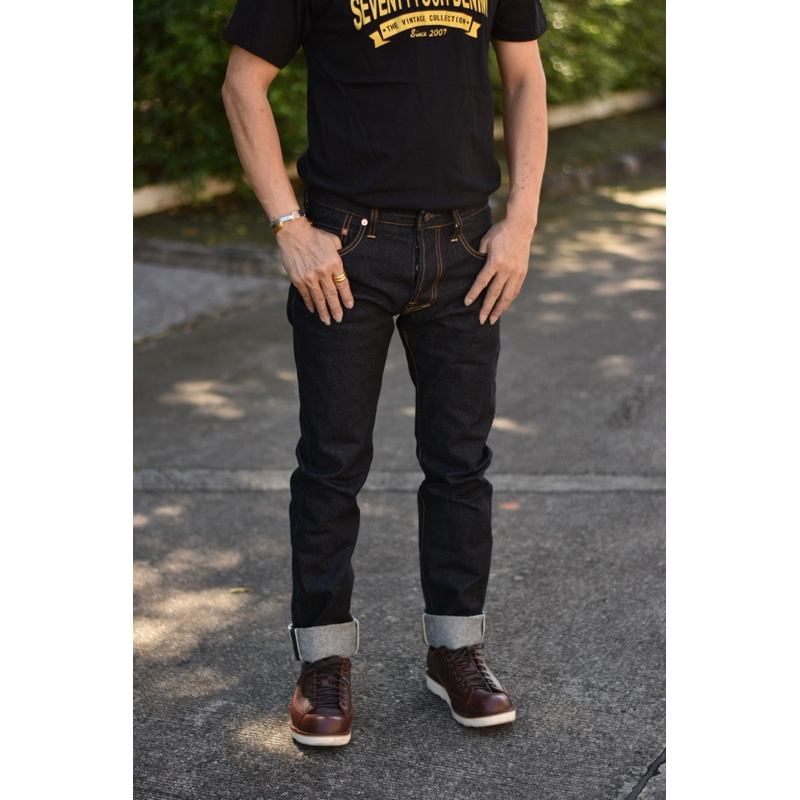 Seventyfourdenim รุ่น Zero 18Oz ผ้าดิบริมแดง สีMidnight ทรงกระบอกเล็ก ราคา ถูกที่สุด ดีลบีเคเค แกลเลอรีภาพที่ 2