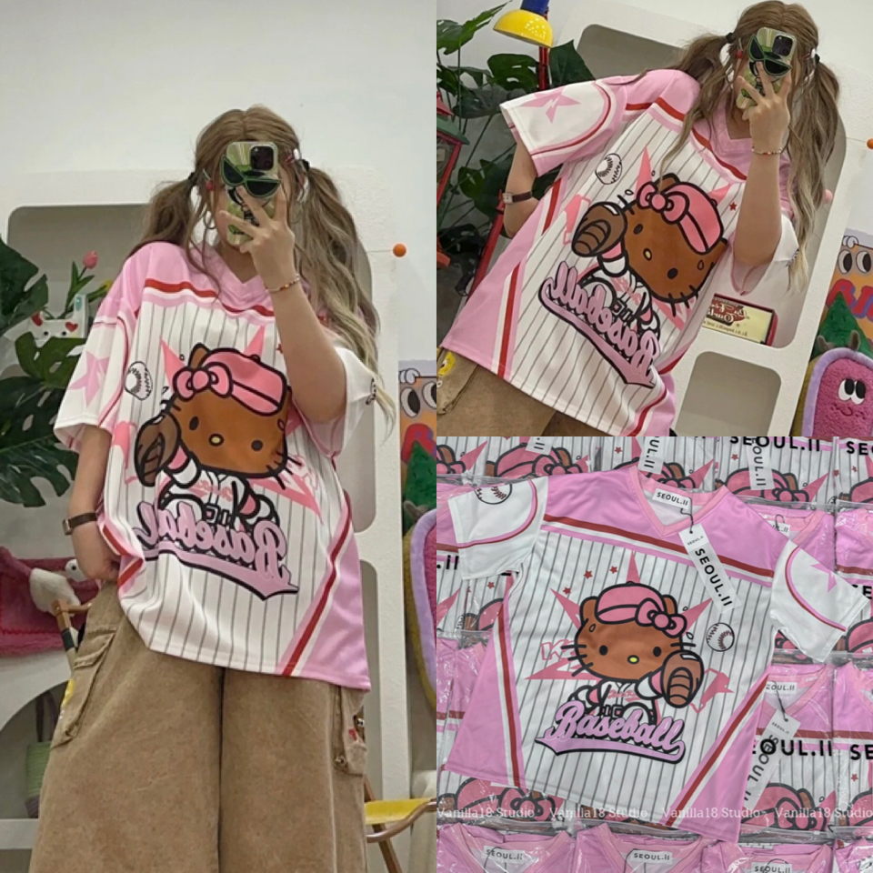 𝑵𝒆𝒘 𝒄𝒐𝒍𝒍𝒆𝒄𝒕𝒊𝒐𝒏 Kitty oversize เสื้อบอลโอเวอร์ไซส์ แพทเทิร์นเกาหลีสุดฮิต เนื้อผ้าบอลเกาหลี ผ้าเบาใส่สบาย