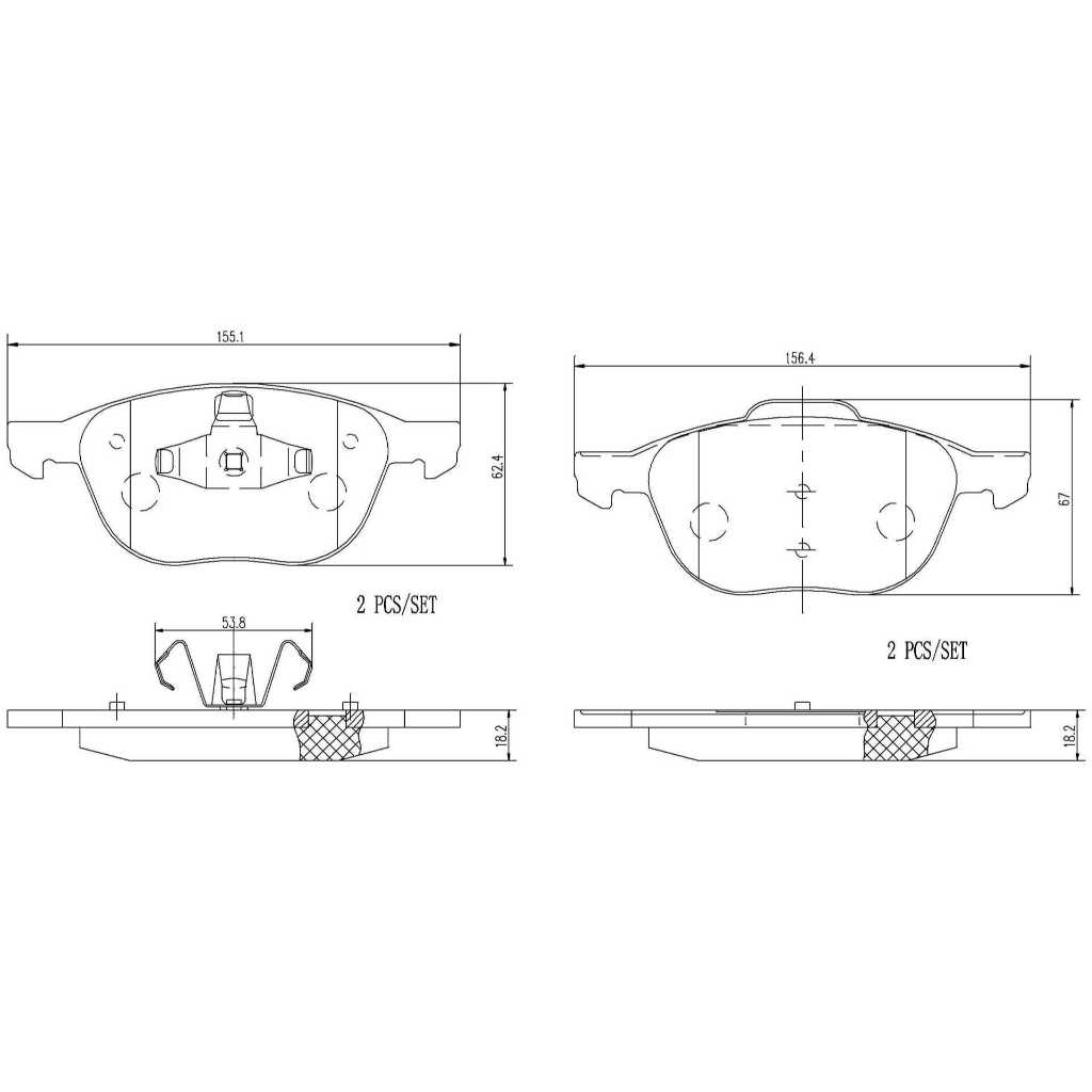 ผ้าดิสเบรคหน้า FORD FOCUS MK2 2005-2011 MK3 2012- ECOSPORT 2013- MAZDA 3 BK 2003- BL 2008-2013