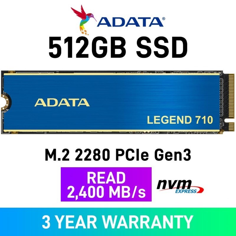 SSD ADATA LEGEND 710 PCIe NVMe M.2 2280 2,400 MB/s/1,800 MB/s 256GB / 512GB / 1TB / 2TB