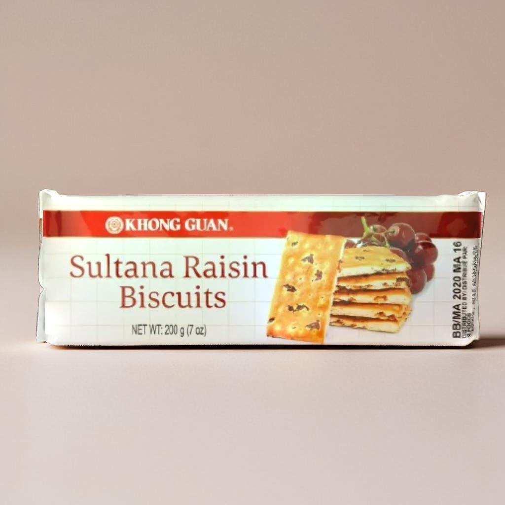 ซัลทาน่า บิสกิต คงหงวน (sultana biscuits khong guan) กรอบใหม่ หอมเนยสด ผสมลูกเกดออสเตรเลีย 200g