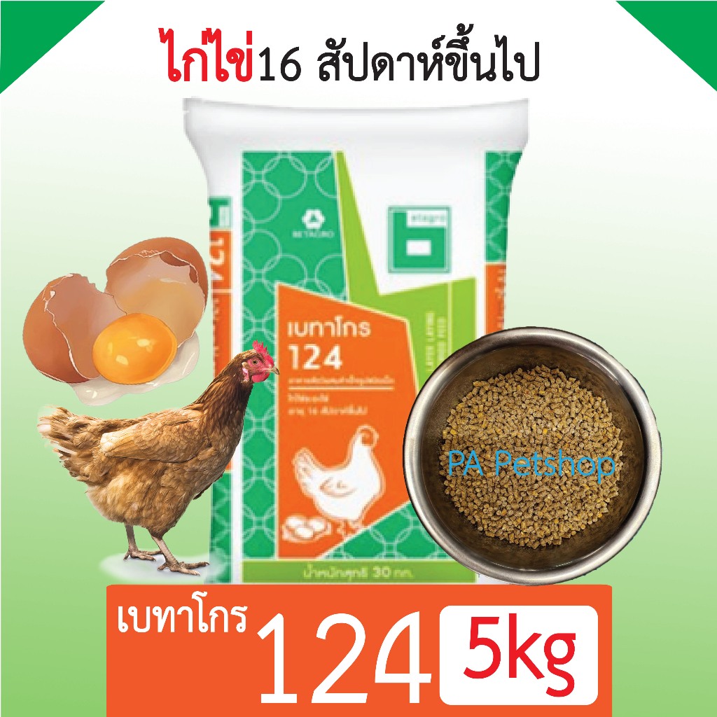พร้อมส่ง!! เบทาโกร 124_สูตรอาหารไก่ไข่ 16สัปดาห์ขึ้นไป(แบ่งขาย 5 กิโล)