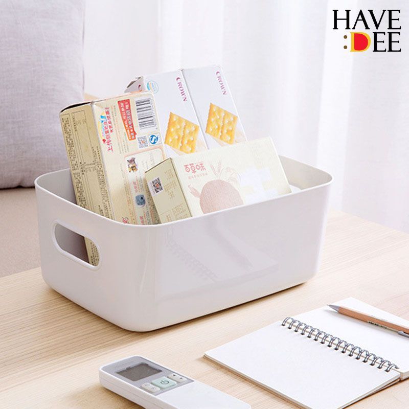 Havedee กล่องเก็บของ มี 3สี 2ขนาด กล่องพลาสติก ใส่ของ ตะกร้าเก็บของอเนกประสงค์ เก็บเครื่องสำอาง - รูปที่ 6