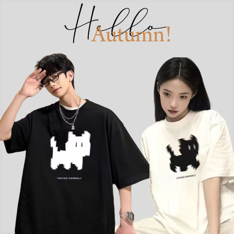เสื้อยืดคู่ สไตล์แฟชั่นที่เรียบง่าย t-shirts สามารถสวมใส่ได้ทั้งชายและหญิง ผ้านุ่ม สวมใส่สบาย เหมาะสำหรับทุกโอกาส