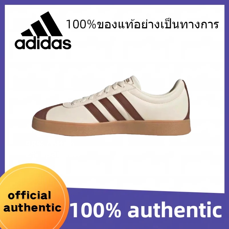 【ของแท้ 100%】Adidas VL Court สีดําสีขาวและสีเทายางดิบชายและหญิงรองเท้าฝึกซ้อมเยอรมันแบบสบาย ๆ รองเท้