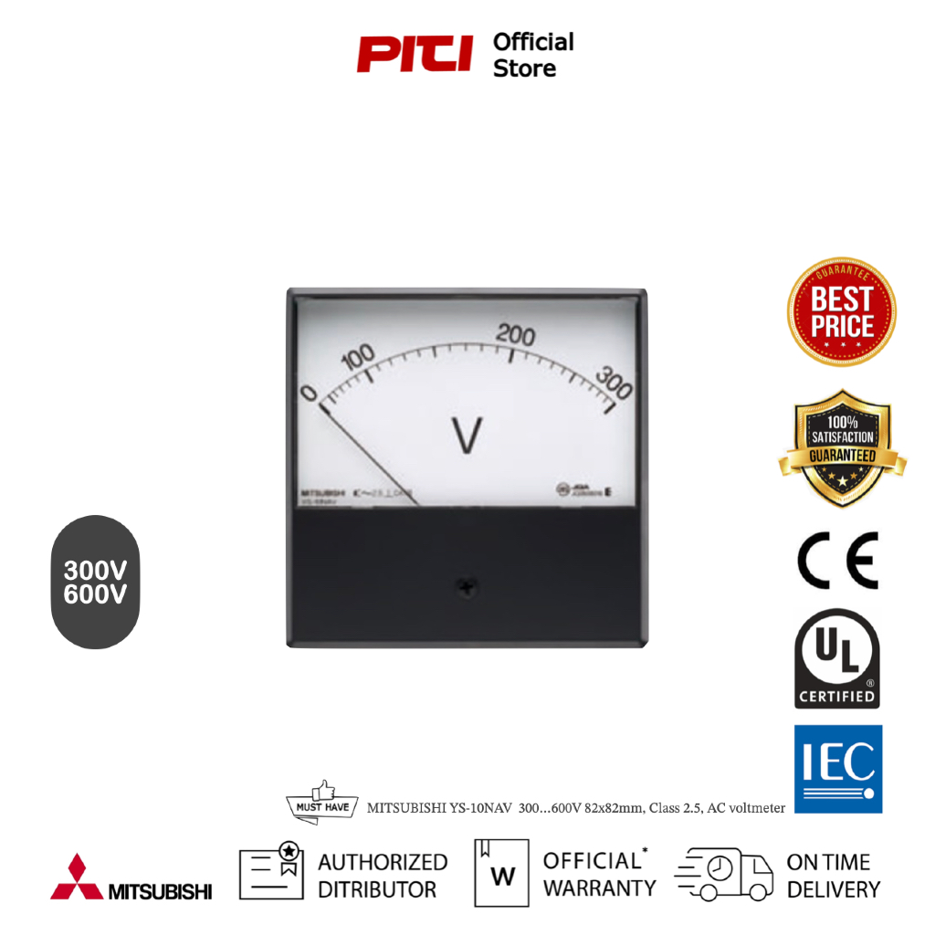 MITSUBISHI YS-10NAV  300…600V 102x102mm, Class 2.5, AC voltmeter