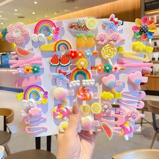 กิ๊บติดผมหน้าม้า ลายผลไม้ สีรุ้ง สไตล์เจ้าหญิง สําหรับเด็กผู้หญิง จํานวน 14 แพ็ค