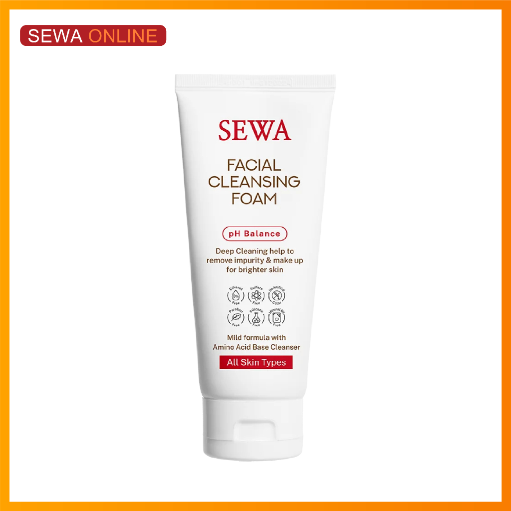 เซวาโฟมล้างหน้า Sewa facial Cleansing foam เซวา เฟเซียล คลีนเซอร์ โฟม (100ml. 1กล่อง)