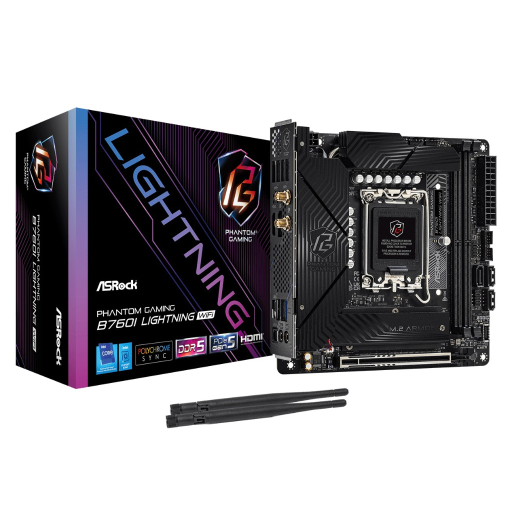 ASRock PHANTOM GAMING B760I Lightning WiFi Intel ITX LGA1700 Motherboard เมนบอร์ด