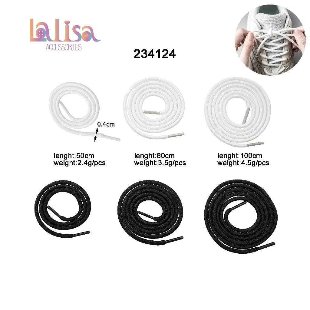 เชือกรองเท้ากีฬา เชือกรองเท้าทรงกลม (ราคาต่อ1เส้น) plastic string 50cm/80cm/100cm (E-2-F2,224124 )