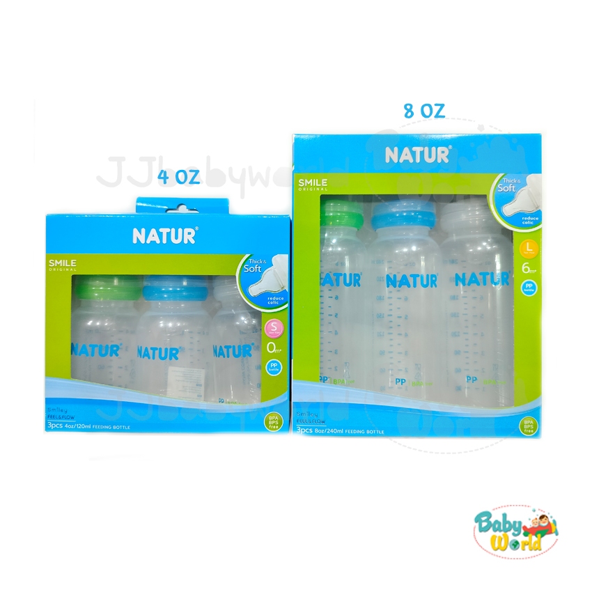 ขวดนม Natur 4 - 8 ออนซ์ แพค 3 ขวด เนเจอร์ จุกออริจินัล