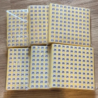 สติ๊กเกอร์ตัวเลขเดียวกันทั้งแผ่น 0-150 พื้นขาว 10mm 100 ดวง/แผ่น Stickers