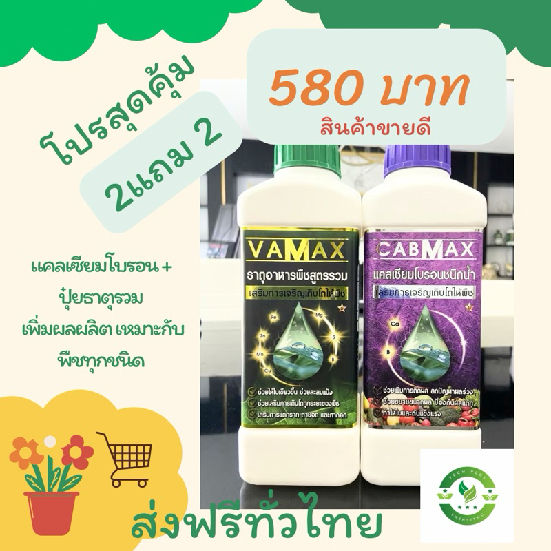 ชุด 2 แถม 2 (ปุ๋ยธาตุรวม VAMAX + CABMAX แคลเซียมโบรอน) ปลอดภัยมีทะเบียนถูกต้อง สินค้าขายดี