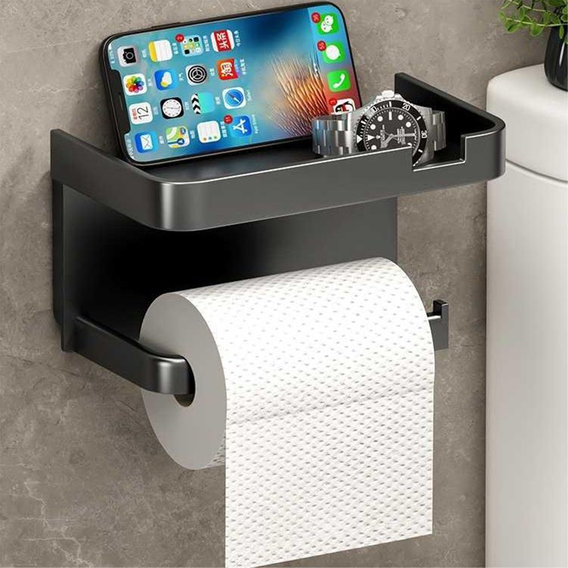 MYT ชั้นวางทิชชู่ในห้องน้ำแบบติดผนัง ชั้นวางของในห้องน้ำ ที่วางกระดาษทิชชูแบบมัลติฟังก์ชั่น ชั้นใส่ม้วนทิชชูติดผนัง