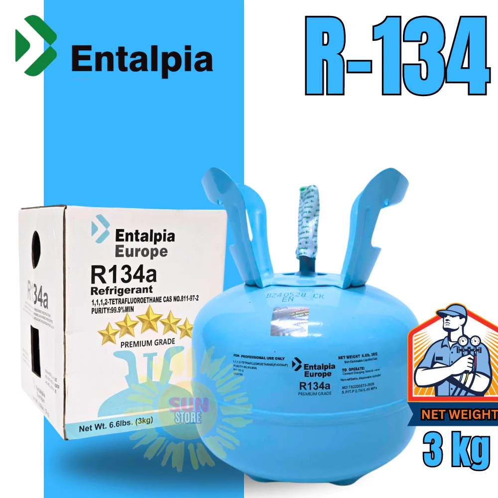 น้ำยาแอร์ R-134a ยี่ห้อ Entalpia ขนาด 3KG. มาตรฐานยุโรป ตรงปก100% ออกใบกำกับภาษีได้