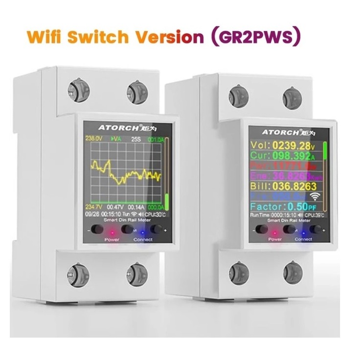 Atorch GR2PWS มิเตอร์ไฟฟ้า Digital Display Monitor แบบ Curve / Tuya WiFi/ Power Energy Meter AC50-32