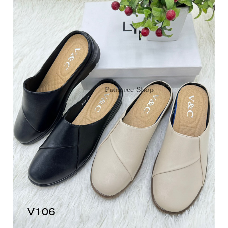 พร้อมส่ง รองเท้าเปิดส้น รุ่น V106 สำหรับผู้หญิง Size 35-40
