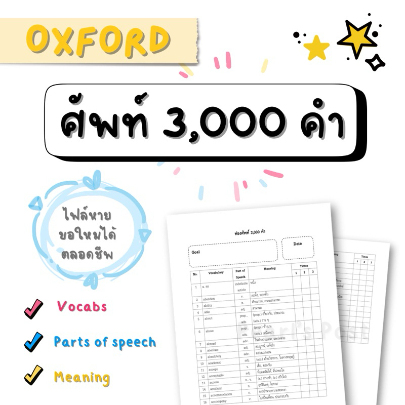 [PDF] ศัพท์ภาษาอังกฤษ 3,000คำ พร้อมคำแปล ขอไฟล์ใหม่ได้ตลอดชีพ