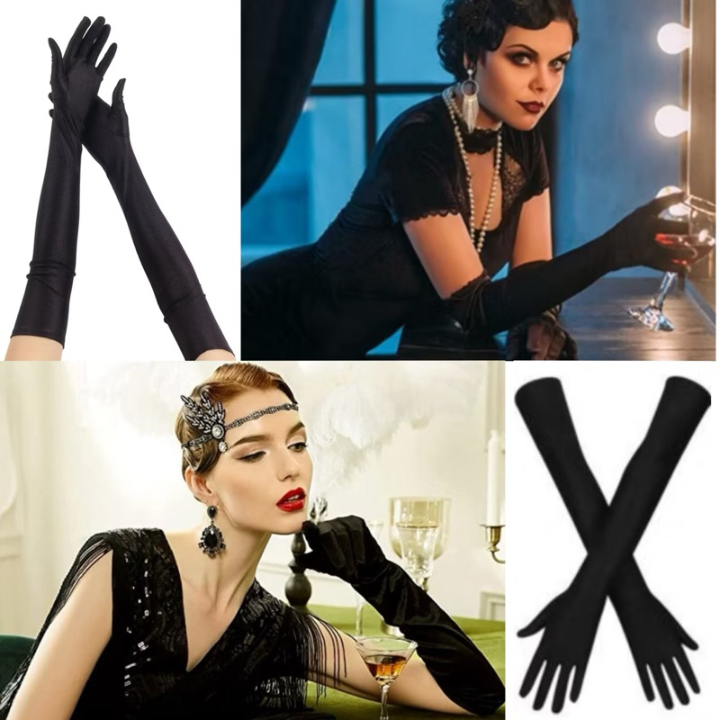 ถุงมือยาว ผ้าซาติน ถุงมือ Gatsby ถุงมือปาร์ตี้ งานเลี้ยง