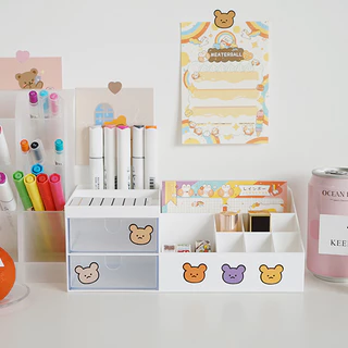 ฟรีสติ๊กเกอร์ กล่องใส่ของ กล่องพลาสติก กล่องเครื่องสำอาง มีลิ้นชัก 2ชั้น กล่องเก็บของอเนกประสงค์