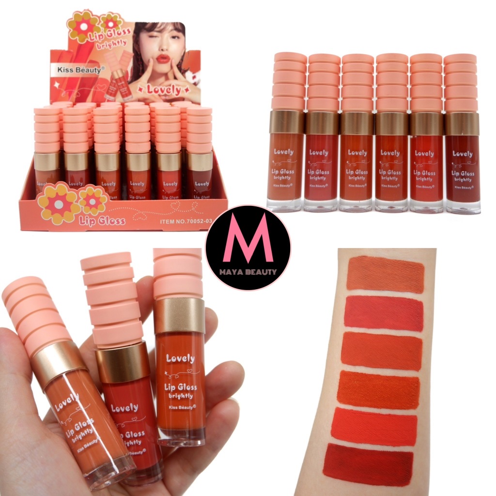 {24แท่ง} Kiss Beauty Brightly Color LipGloss ลิควิดลิปแมทต์ สีสันสดใส กลบสีริมฝีปากแนบสนิท