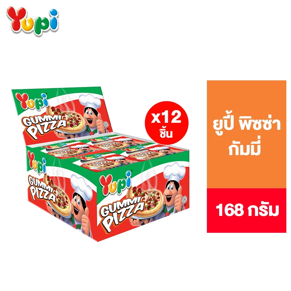 [แพ็ค 12 ชิ้น] Yupi Gummi pizza ยูปี้ กัมมี่พิซซ่า 14ก.