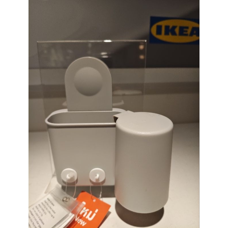 IKEAshopping IKEA RANEN รัวเน่น ที่ใส่แปรงสีฟัน แบบดูดติดผนัง พร้อมแก้วบ้วนปาก