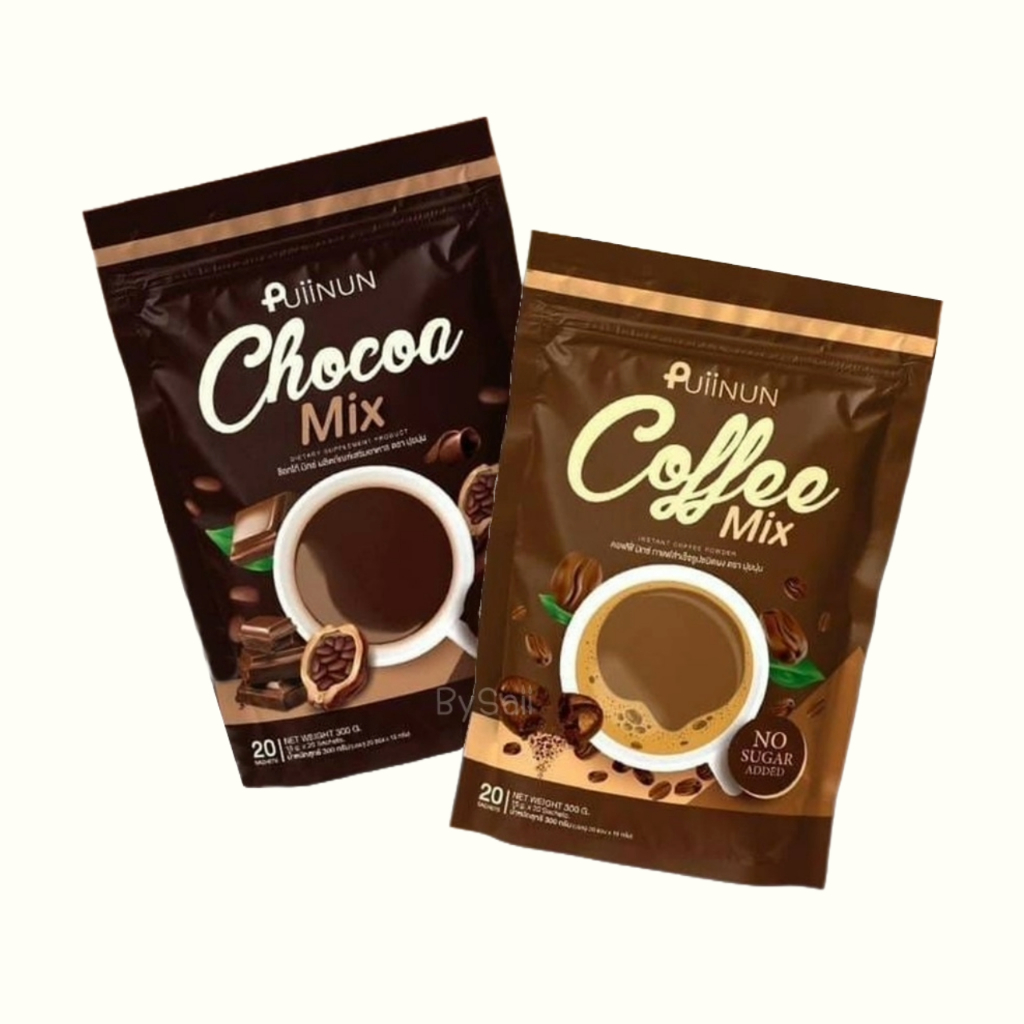 กาแฟ ปุยนุ่น / โกโก้ ปุยนุ่น Puiinun Coffee Mix / Cocoa 1 ห่อ 20 ซอง