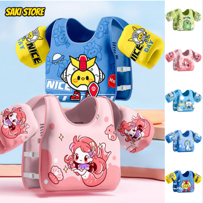 ✨แบบใหม่💦เสื้อชูชีพเด็ก รุ่น XLK-10 โฟมพยุงตัวว่ายน้ำรุ่นใหม่ โฟมพยุงตัวเด็กแบบเสื้อ ลายน่ารัก (แบบใหม่คล้ายเสื้อ)