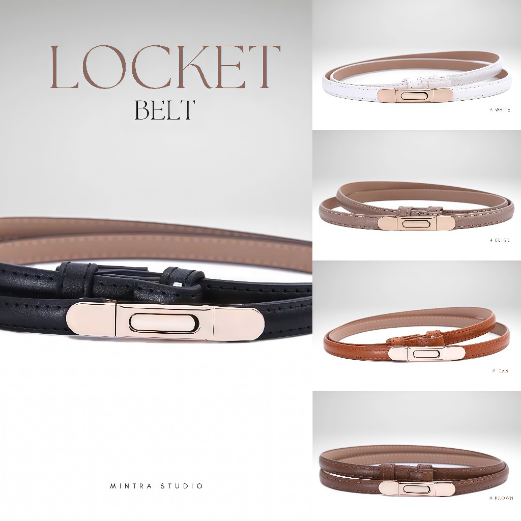 Locket Belt - เข็มขัดหนังวัว เข็มขัดเส้นเล็ก เข็มขัดผู้หญิงปรับระดับสายได้ MT.STDO